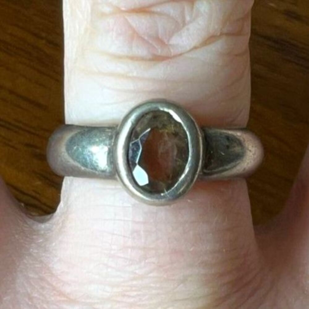 Smoky Quartz Sterling Silver 925 Ring, Size 7